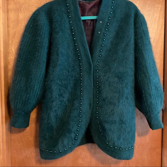 Vintage Angora Kelly Green Sweater, Size Large - Picture 3 of 6
